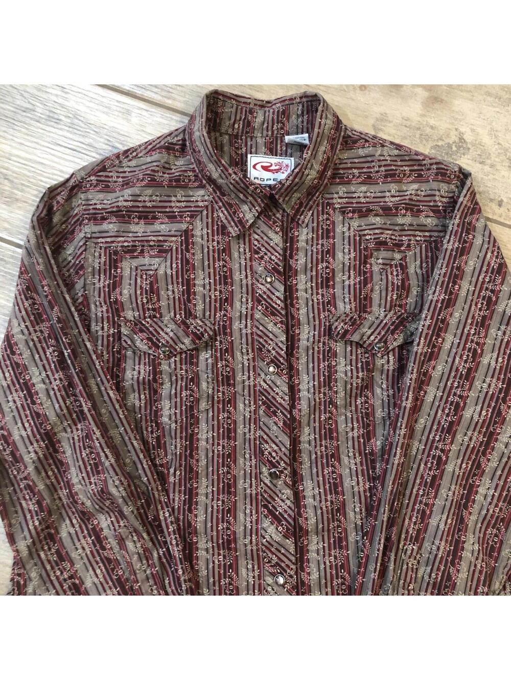Roper Western Shirt Long Sleeve Pearl Snap Button Up Red Cotton Womens Size L